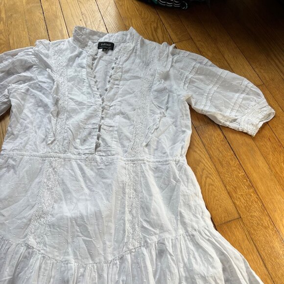 Bardot Size 12 XL White Henrietta 100% Cotton Eyelet Lace Swiss Dot Mini Dress - Picture 9 of 16